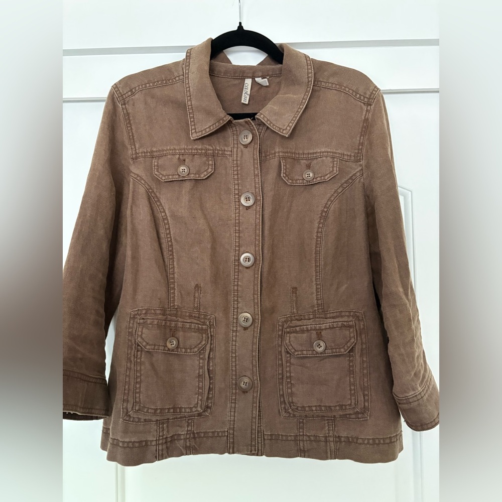 Caslon Brown Button-Front Jacket